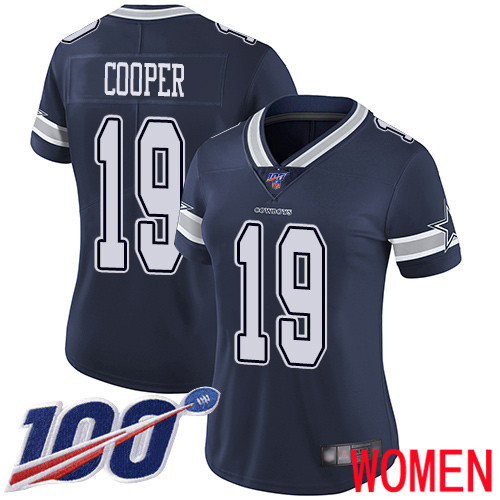 Women Dallas Cowboys Limited Navy Blue Amari Cooper Home 19 100th Season Vapor Untouchable NFL Jersey